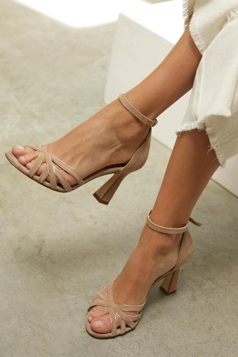 Sahira | Sandalias Patchwork de Punta Redonda y Tacón Fino