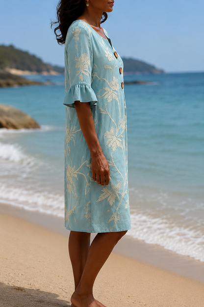 Milagros | Vestido Floral en Azul