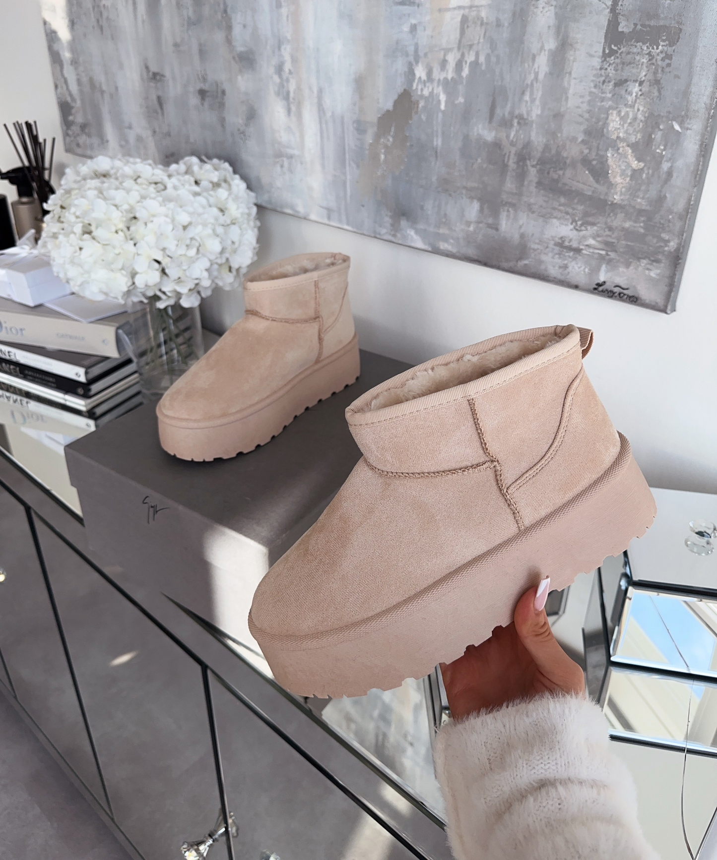 Botas Plataforma Forradas Beige