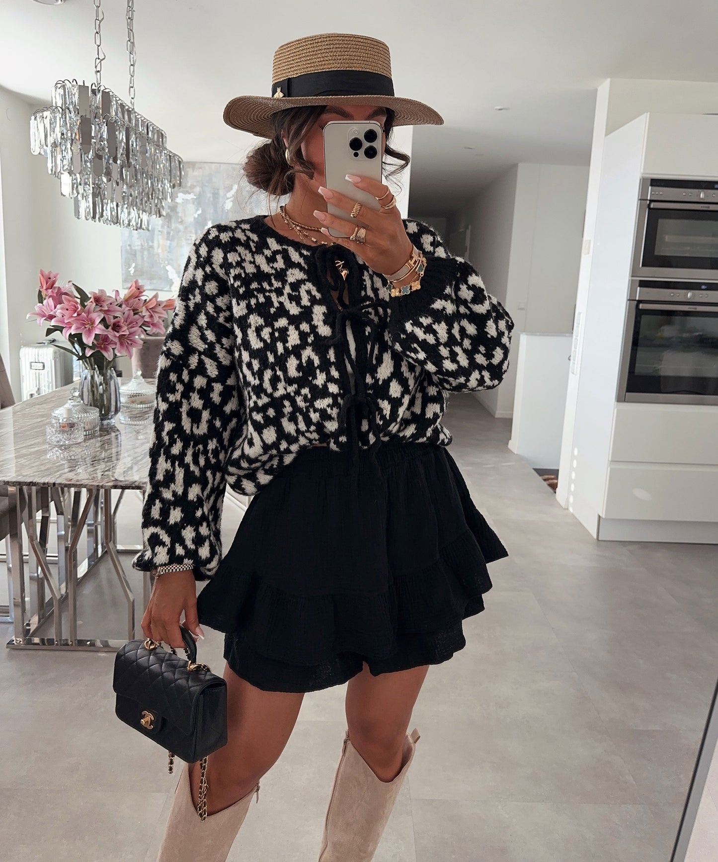 Falda-Pantalón de Muselina Negra