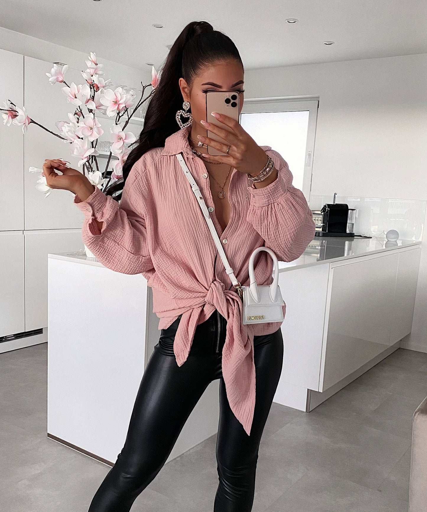 Blusa de Muselina Larga Rosa