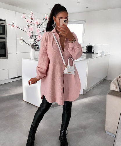 Blusa de Muselina Larga Rosa