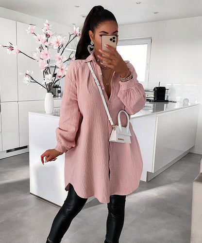 Blusa de Muselina Larga Rosa