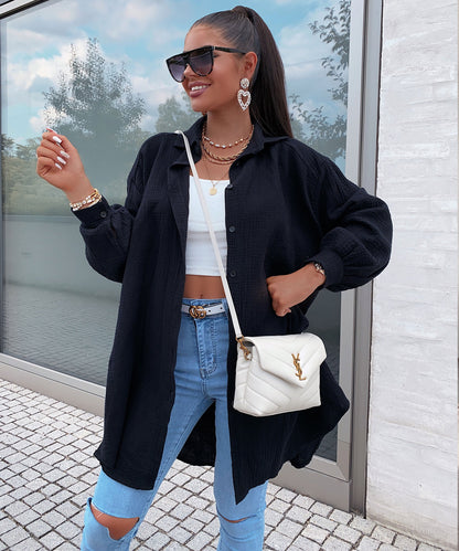 Blusa de Muselina Larga Negra