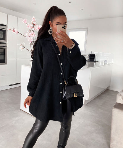 Blusa de Muselina Larga Negra