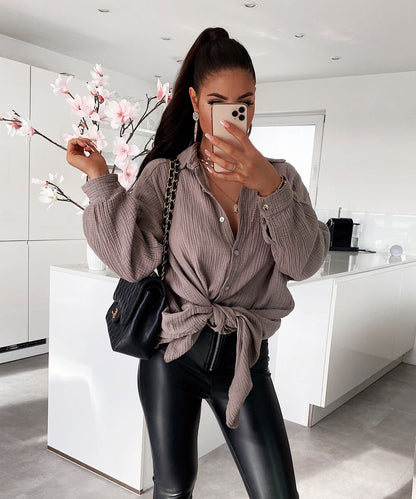 Blusa de Muselina Larga Taupe