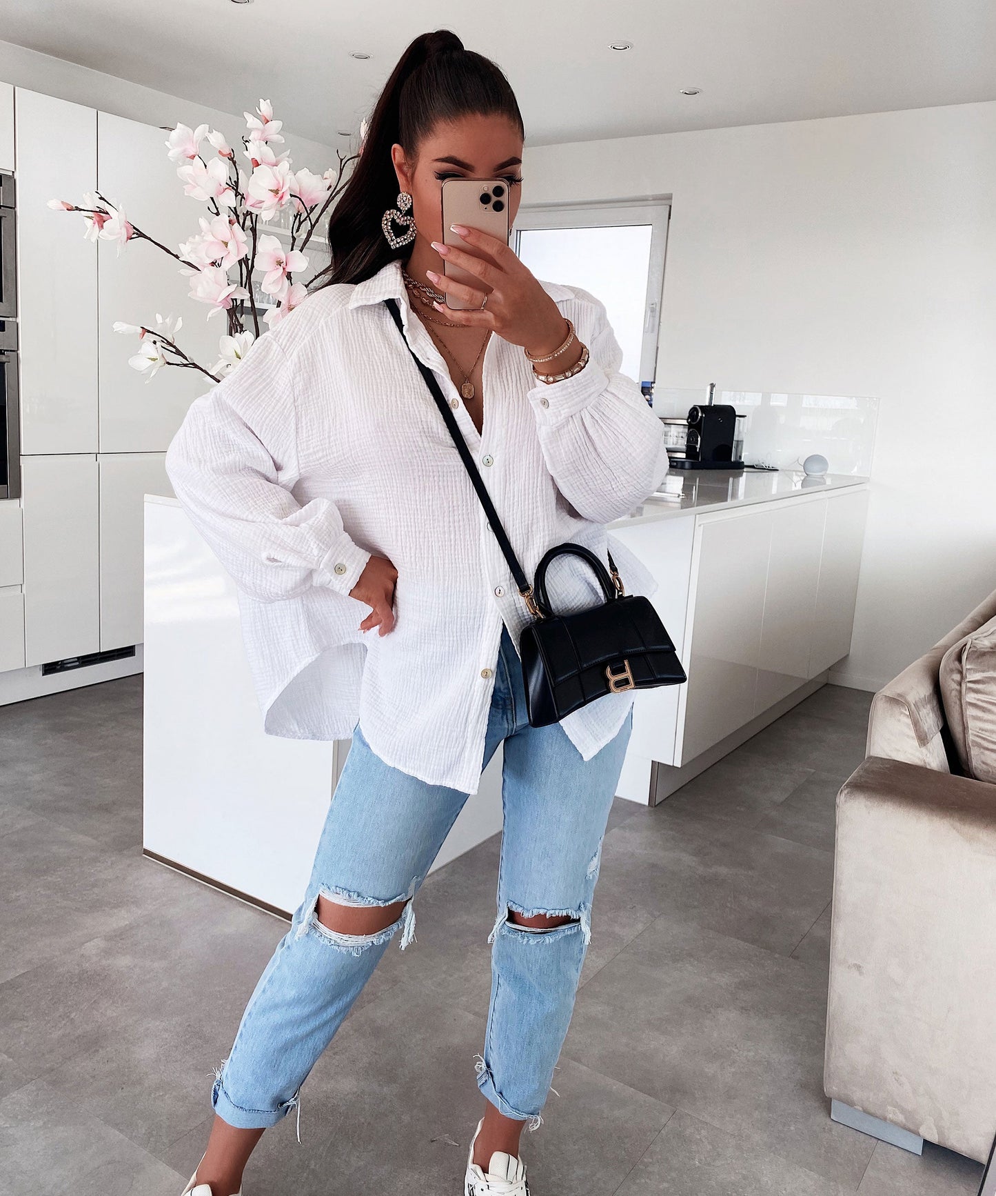 Blusa de Muselina Corta Blanca