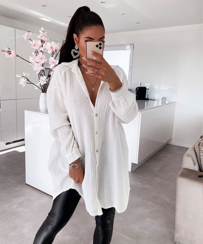 Blusa de Muselina Larga Blanca