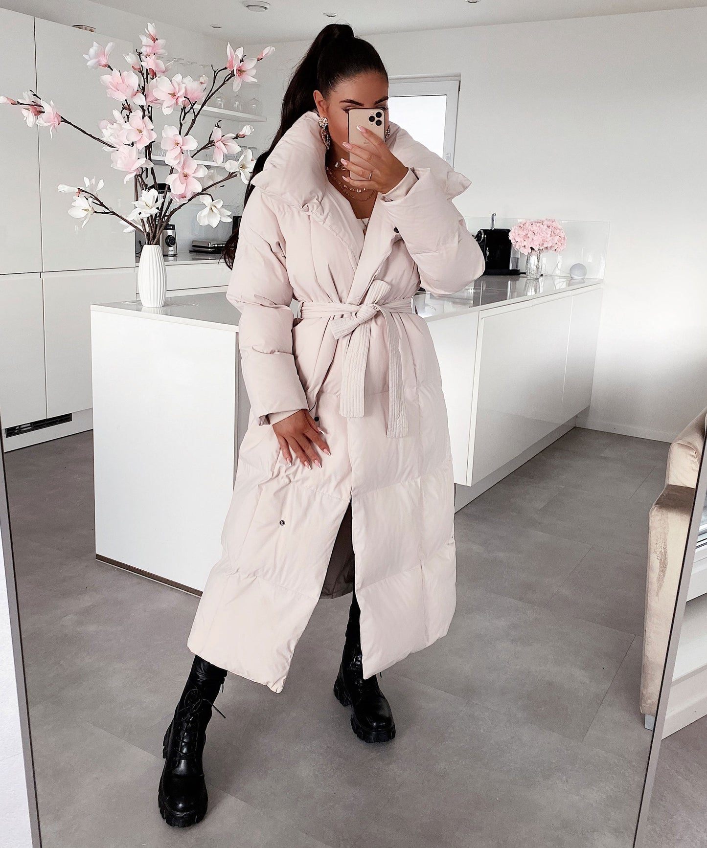 Parka Oversize Acolchada en Beige