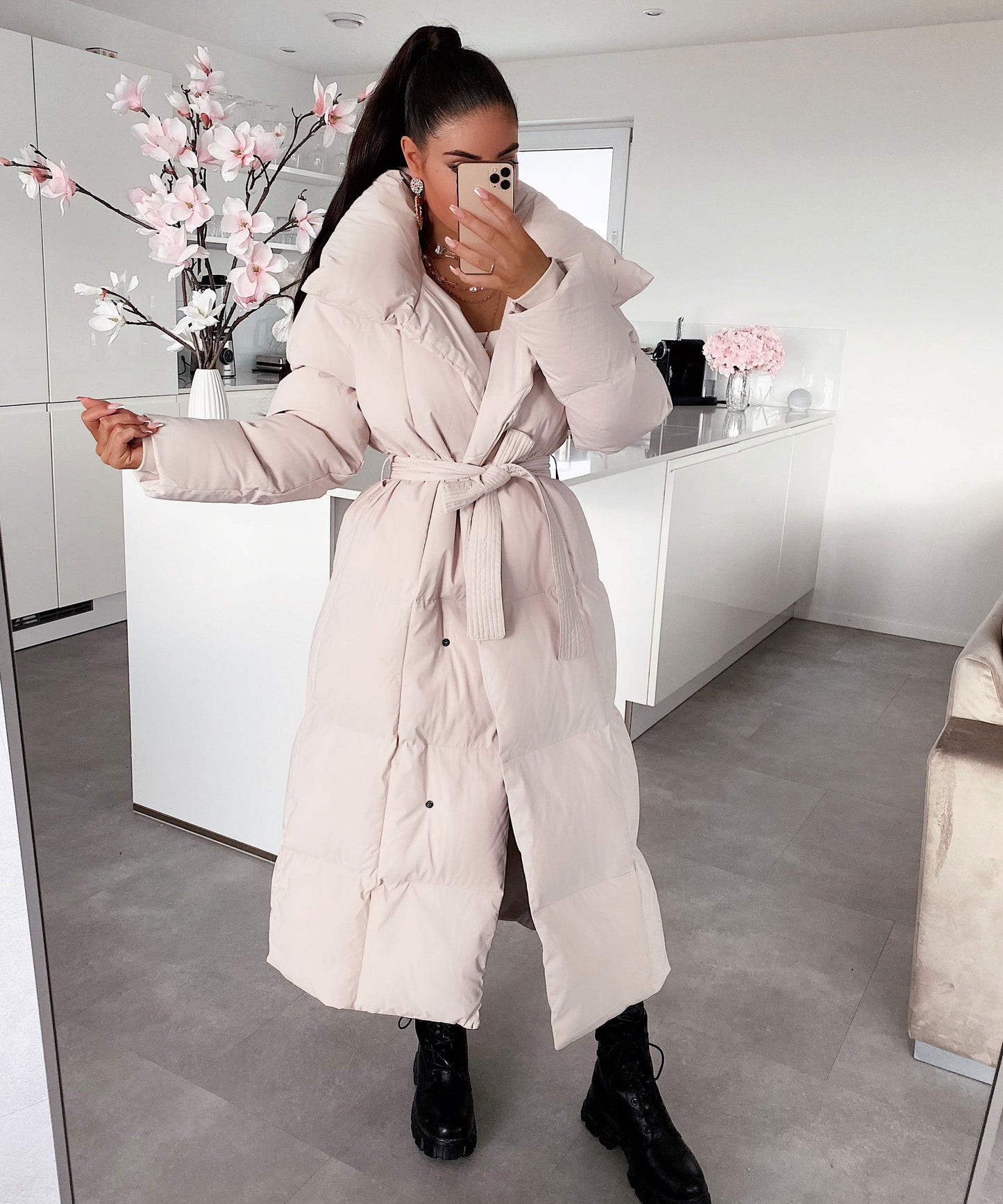 Parka Oversize Acolchada en Beige