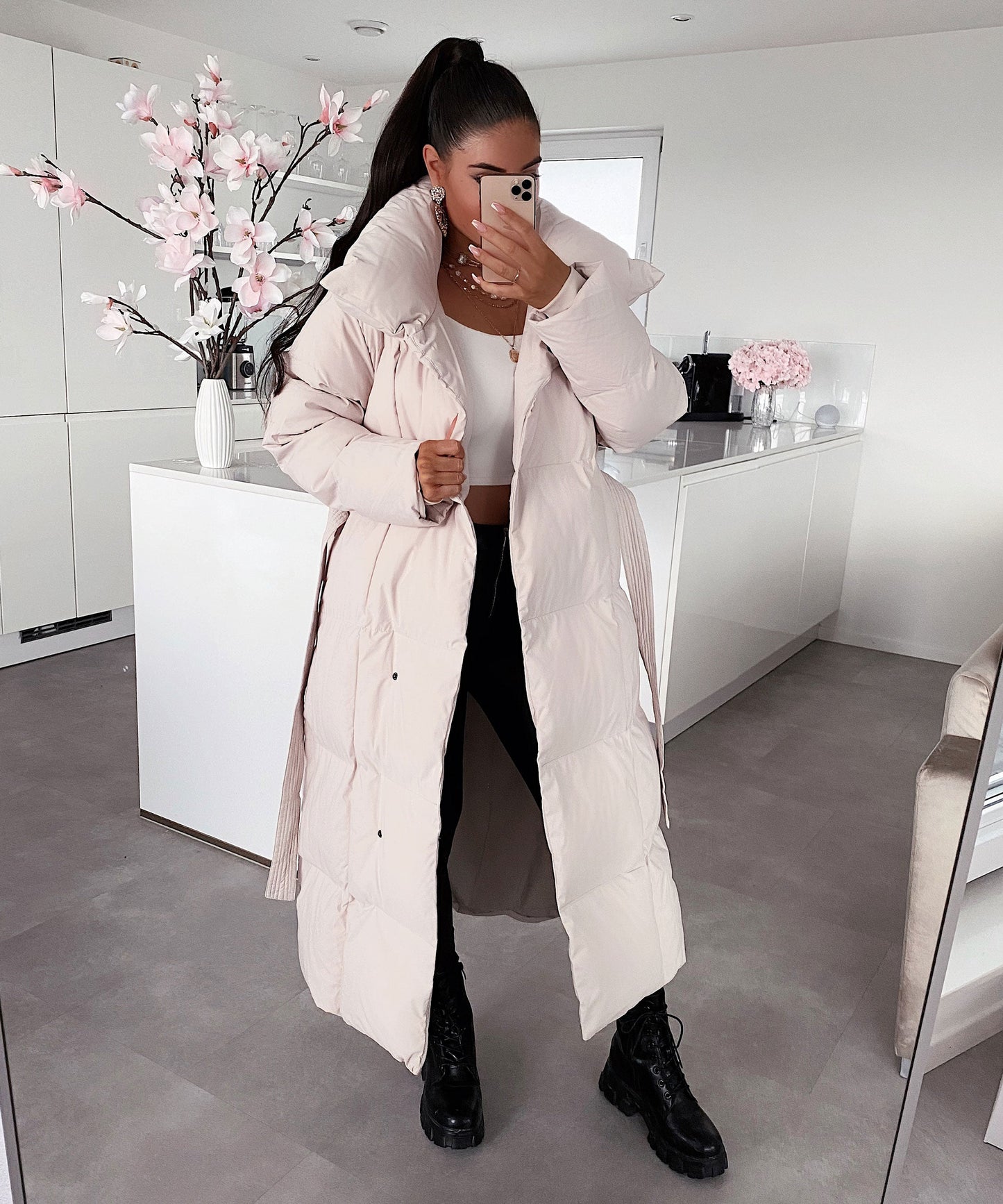 Parka Oversize Acolchada en Beige