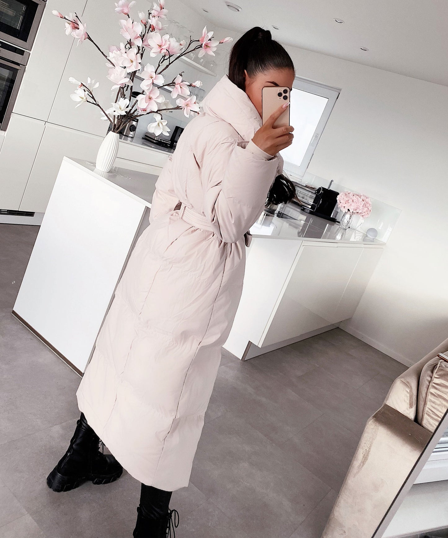 Parka Oversize Acolchada en Beige