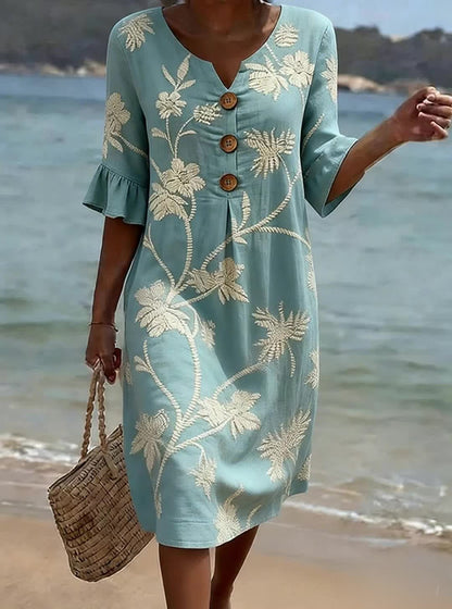 Milagros | Vestido Floral en Azul