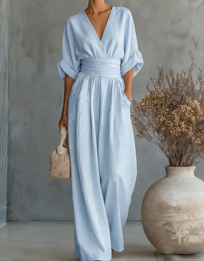 Marlowe | Mono Elegante de Escote en V y Pierna Ancha