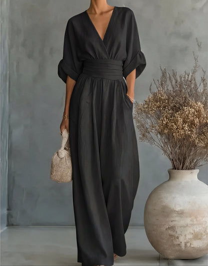 Marlowe | Mono Elegante de Escote en V y Pierna Ancha