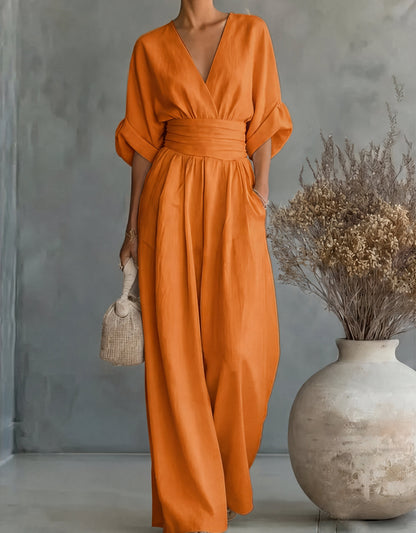 Marlowe | Mono Elegante de Escote en V y Pierna Ancha
