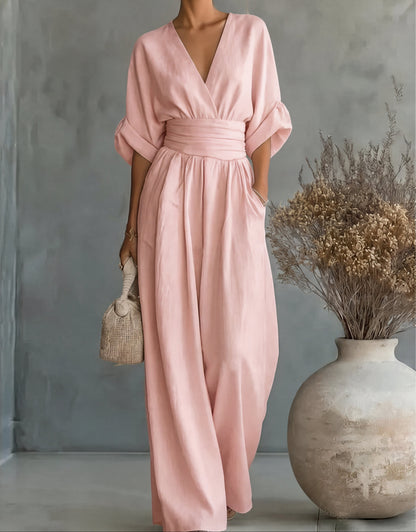 Marlowe | Mono Elegante de Escote en V y Pierna Ancha