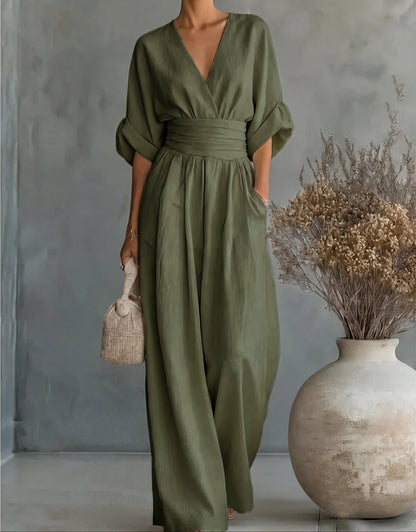 Marlowe | Mono Elegante de Escote en V y Pierna Ancha