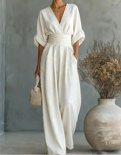 Marlowe | Mono Elegante de Escote en V y Pierna Ancha