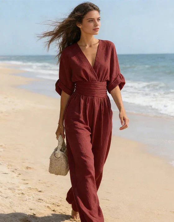 Marlowe | Mono Elegante de Escote en V y Pierna Ancha